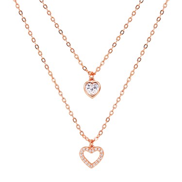 Argento Rose Gold Double Layer Heart Necklace loving the sales