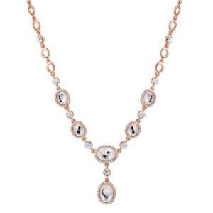 August Woods Rose Gold Oval Statement Crystal Necklace loving the sales