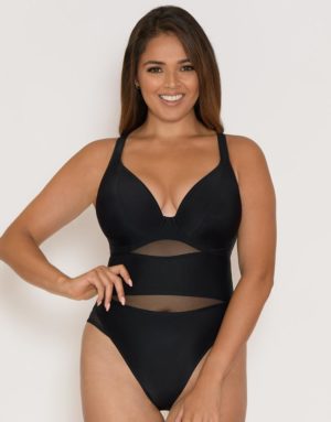 Curvy Kate Sheer Class Plunge Swimsuit Black loving the sales