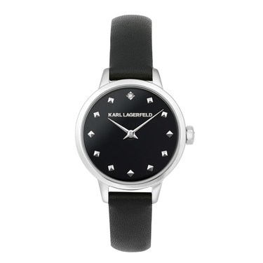Karl Lagerfeld Klassic Karl Studded Black Leather Watch loving the sales